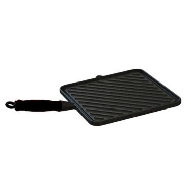 Imagem de Bifeteira Chapa Quadrada Estriada Ferro Preto 26x26 Cm - Libaneza