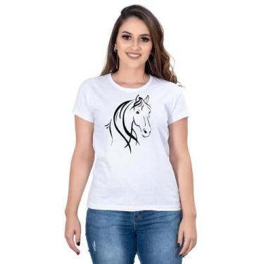 Imagem de Camiseta Country Feminina Algodão Estampa Cavalo Gola Careca - Campero