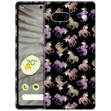 Imagem de GlamCase Capa para Google Pixel 7A 5G, Google Pixel 7A 5G - Design de Padrão de Unicórnio Impresso Fino e Elegante Bonito Plástico Rígido Snap On Capa Protetora para Celular Traseira Designer para