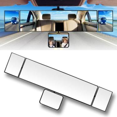 Imagem de SkycropHD Espelho retrovisor traseiro de 38,5 cm com espelho de bebê, espelho retrovisor panorâmico grande angular para interior do carro para eliminar pontos cegos – convexo, branco