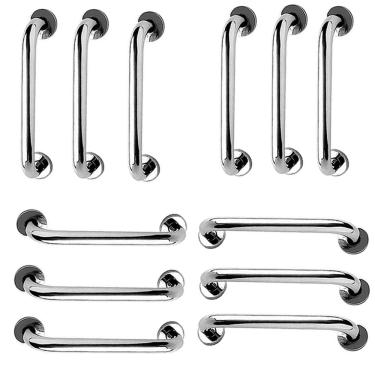 Imagem de Alça de Apoio 30cm Inox Kit 12 Unidades Idoso Banheiro Box Cadeirante Gravida Barra de Segurança Corrimao Resistente Suporte Acessibilidade