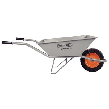 Imagem de Carrinho De Mão Extraforte Tramontina Com Caçamba Extraforte Metálica Cinza 65 L, Braço Metálico