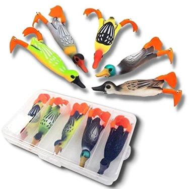 Imagem de Kit 5 Iscas Artificiais Pesca - Pato Anzol Duplo Com Estojo