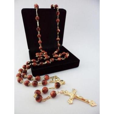 Imagem de Terço goldstone 8mm - folh. ouro - armazem