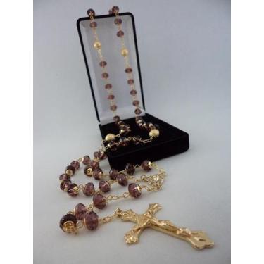 Imagem de Terço cristal aust. lilás 8x6mm - p.n. dourado - folh. ouro - armazem