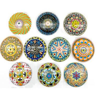 Imagem de YOUYOUULU Puxadores redondos de porcelana - 10 peças de alças de cerâmica - puxadores de cerâmica requintados - puxadores de armário estilo boêmio, para decoração de móveis de guarda-roupa de cômoda