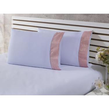 Imagem de 2 Fronhas King 60cmx80cm 100% Algodão 200 Fios Palha Barrado Jacquard 