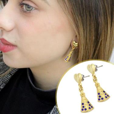 Imagem de Brincos Feminino Nossa Senhora Aparecida Semijoia - GRANADO ACESSÓRIOS