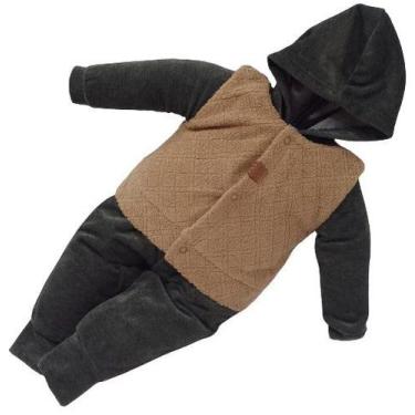 Imagem de Kit Macacão Bebê Menino Plush Capuz + Colete Zafielo Ref 568, Verde mu