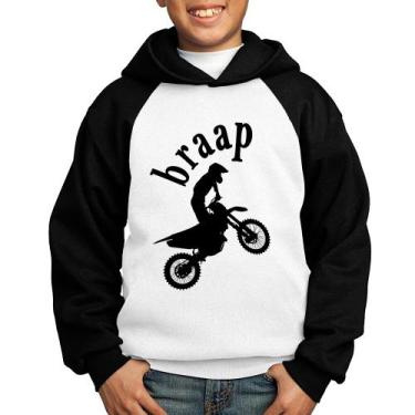 Imagem de Moletom Infantil Motocross Braap - Foca na Moda, Branco, Preto, 4