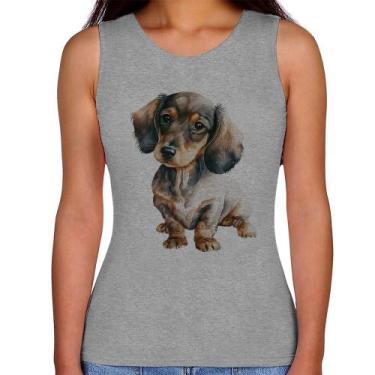 Imagem de Regata Feminina Cachorro Dachshund - Foca na Moda, Cinza, GGG