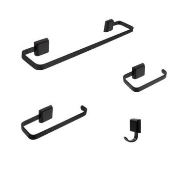 Imagem de Kit De Acessórios Para Banheiro 4 Peças Luxo Preto - JGC COMERCIAL