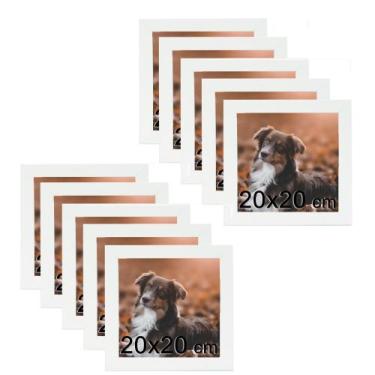 Imagem de Kit 10 Porta Retratos C/vidro 20x20 Moldura Branca para fotos e decora