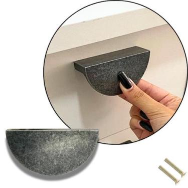 Imagem de 2 Puxador Concha Vintage Gaveta Armario Prata Velho Retro - Compras Fá