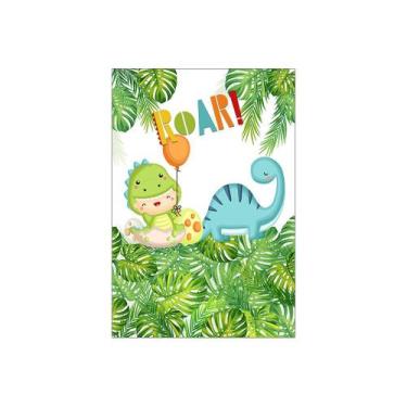 Imagem de Painel De Festa Vertical 1,50 x 2,20 - Dinossauro Cute Folhagens 021 -