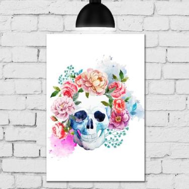 Imagem de Placa Decorativa MDF Caveira Aquarela 30x40 - Quartinhos