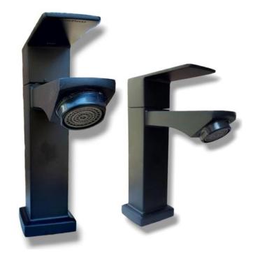 Imagem de Torneira De Banheiro Lavabo Luxo Metal Cromada Moderna Preta - DMARTIN