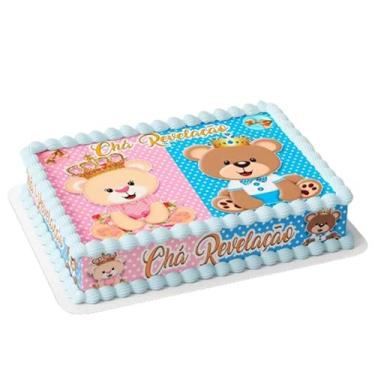 Imagem de Papel arroz e faixa para bolo festa comemoração surpresa chá revelação