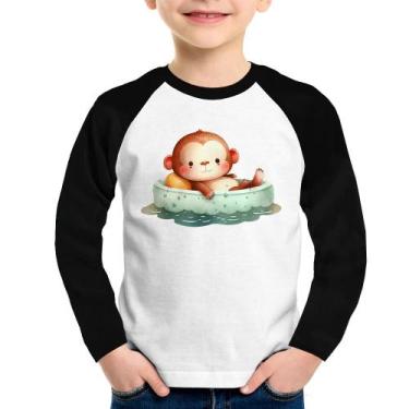 Imagem de Camiseta Raglan Infantil Ursinho Bebê Na Piscina  Manga Longa - Foca n