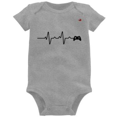 Imagem de Body Bebê Batimentos Cardíacos Gamer - Foca na Moda, Cinza, G