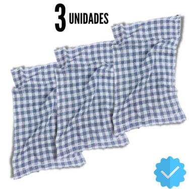 Imagem de 3 Panos De Chão XADREZ AZUL Premium Atacado Grande  - Saco Qualidade -