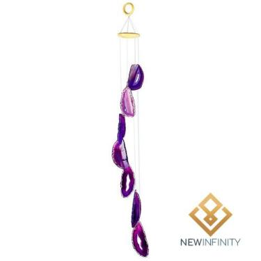 Imagem de Mensageiro Sino dos ventos Móbile ágata Roxa Pedra Natural - Infinity,