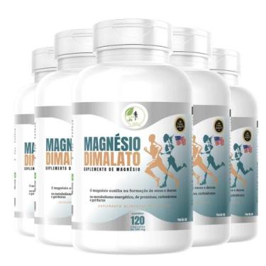 Imagem de KIT C/5 Potes Magnésio Dimalato Premium Puro 120 Cápsulas 500mg - Fits