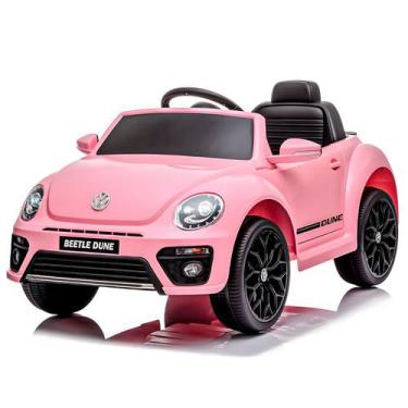Imagem de Carrinho Elétrico Infantil Fusca 6V Com Controle Remoto Som Luzes Blue