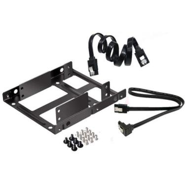 Imagem de Suporte Duplo Ssd Hd 2.5 P/baia 3.5 + 2 Cabo Sata 90º E Angulo Reto - 