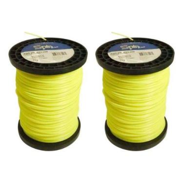 Imagem de 02 Bobina Fio Nylon Roçadeira 3mm Redondo 2kg 248 Mts Spin, Amarelo