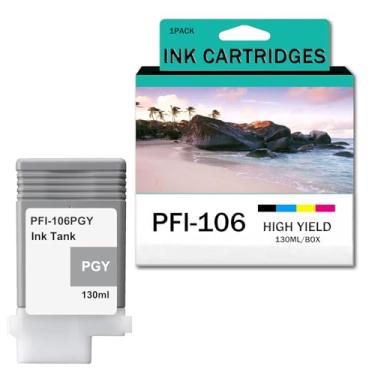 Imagem de Reposição de tanque de tinta PFI-106 remanufaturado para impressora Canon iPF-6400 iPF-6400S iPF-6410 iPF-6450 iPF-6460 iPF-6410s, refil de cartucho de tinta de 12 cores, 130 ml, PGY-1 pacote