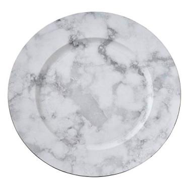 Imagem de SARO LIFESTYLE Sousplat Collection Marble Design Charger Plates (conjunto de 4), 35,56 cm, Cinza
