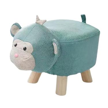Imagem de WeiLaiKeQi Animal footstool sapato mudando fezes para crianças dos desenhos animados estofado otomano puff cadeira para sala de estar fácil de limpar, Macaco