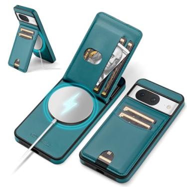 Imagem de SkyEagle Capa carteira compatível com Magsafe para Google Pixel 8A com suporte para cartão de suporte, bloqueio RFID, compartimentos para cartão de crédito, couro PU, homens e mulheres, capa de