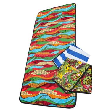 Imagem de Tapete De Praia Esteira - Impermeável - Térmico Duas Faces - 150x70cm. Exclusividade - Étnicas (etnica africana colorida verde)