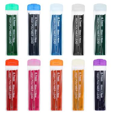 Imagem de Sozize Refil de grafite de 10 cores, 300 peças, refil de grafite de lápis mecânico colorido para escritórios domésticos, 0,7 mm HB