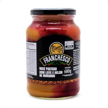 Imagem de Doce de Leite Pastoso com Morango Gourmet Cremoso Artesanal Franchesco Pote Vidro 680g