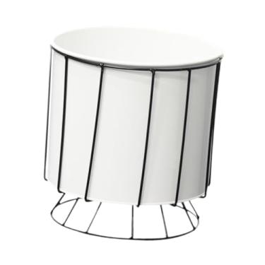 Imagem de WeiLaiKeQi Suporte de metal para plantas, vaso de ferro, suporte moderno para plantas internas e externas, suporte geométrico para exibição de plantas internas, Branco