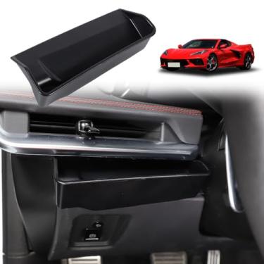 Imagem de Daeiclru Bandeja organizadora de console central compatível com Chevrolet Corvette C8 2020-2024, caixa de armazenamento lateral do volante, chave de cartão de telefone, porta-óculos de sol, acessórios