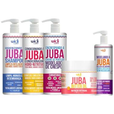 Imagem de Kit Juba Shampoo Condicionador Mascara Butter Geleia E Encrespando A Juba Widi Care Grande Litro