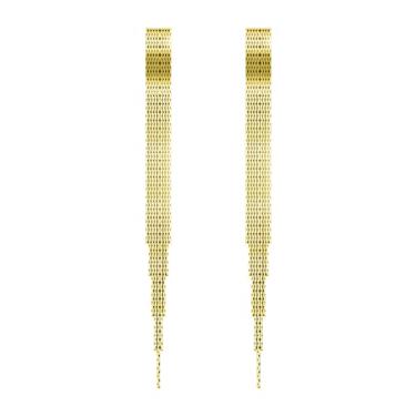 Imagem de KristLand - S925 Prata/Liga Gancho Elegante Corrente Borla Brincos de Couro Longo Franja Pendurado Simples Brincos Delicados, Cristal, Cristais