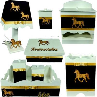 Imagem de Kit Higiene bebê Mdf farmacinha 8 pçs - AZUL MARINHO DE CAVALO - Flore