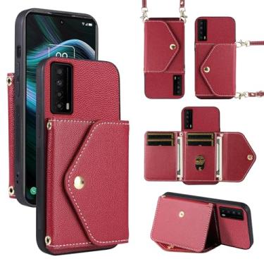 Imagem de Dibosom Capa carteira minimalista para TCL Stylus 5G 2022 com alça de ombro, bolsa flip fina e fina, suporte de cartão de crédito de couro PU, acessórios para celular TLC Stylo G5 6.81 T779W feminino