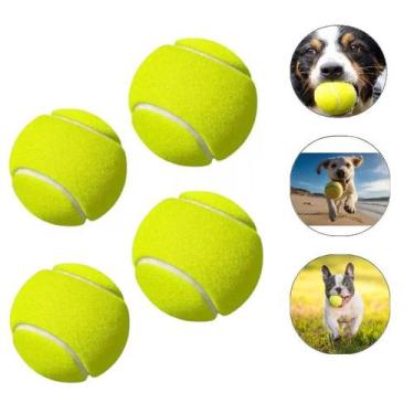 Imagem de Kit 4 Bolas De Tênis Bolinha Pet Resistente Brincadeira Cachorro - Pet