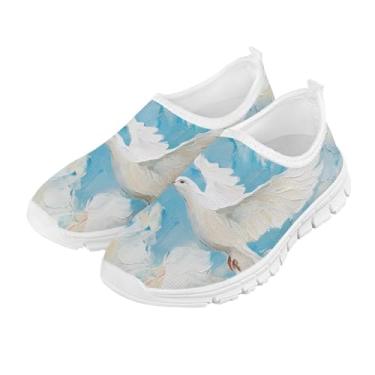 Imagem de GOSTONG Tênis infantil para meninos e meninas, mocassins macios, leves, antiderrapantes, casuais, esportivos, corridas, tamanho 11-15, Pombo com pintura a óleo, 15 Little Kid