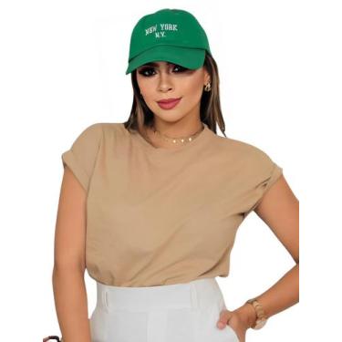 Imagem de Camiseta Manga Dobrada Blusinha Feminina Tshirt Blusa Algodão - Doce B