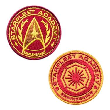 Imagem de 2 peças compatíveis com emblema tático Star Trek bordado, força espacial, ciência espacial, emblema da Academia da Frota Estelar para roupas, mochilas, coletes, bolsas, chapéus, capacetes