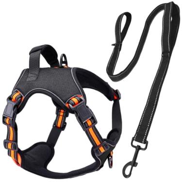 Imagem de Coleira Peitoral Pet Antipuxão POWER + Guia Longa 1,5m Madog (Laranja, G)