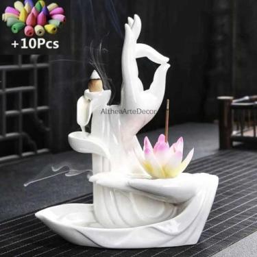 Imagem de Incensário Cascata Mão De Buda Mudra Com Flor De Lótus - Althea Arte D