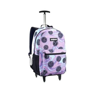 Imagem de Mochila Rodinha Juvenil Galaxia Emoji Blahblah Escola Casual - Denlex,